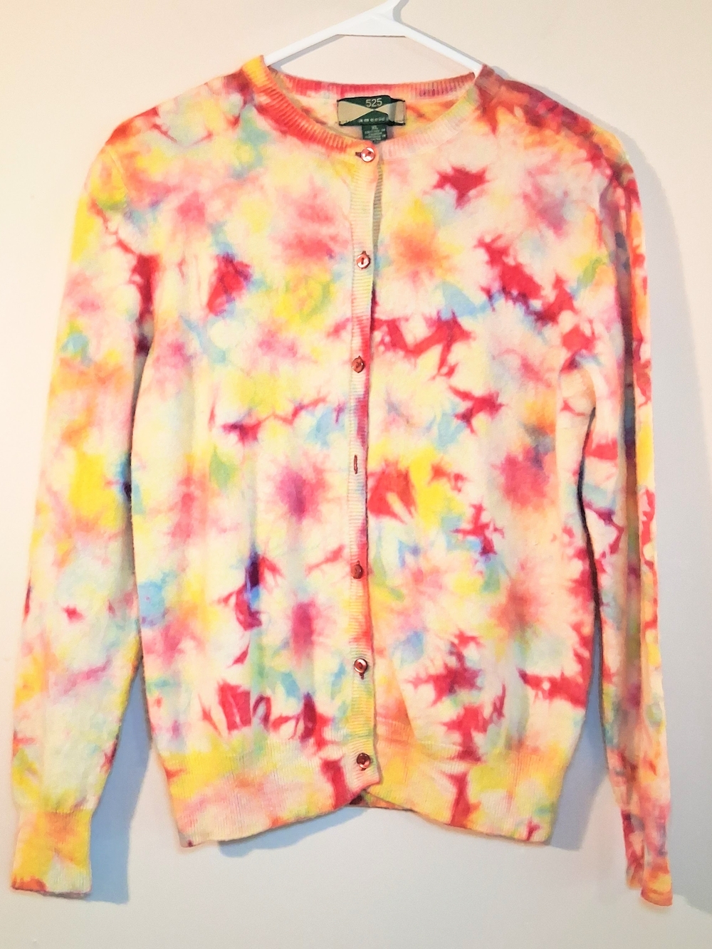 Vintage 525 America Women's Multicolor Tie-Dye Cashmere Cardigan Sweater Size XL